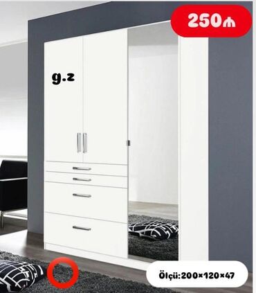 tek dolablar: Yeni, 3 qapılı Qarderob, paltar dolabı