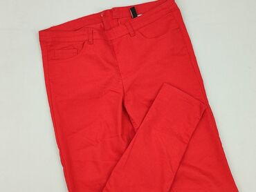 czerwone spodnie z wysokim stanem zara: H&M Divided, Material trousers for women, size M