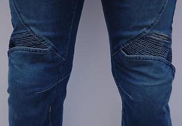 Farmerke: Muške jeans pantalone – biker/karirano šivenje - Model: slim/straight — 7