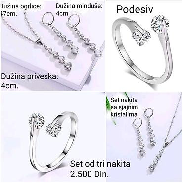 pandora nakit za devojcice: Posrebreni set nakita sa sjajnim kristalima i žigom S925 od hirurskog — 1