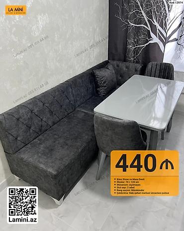 Divan və masa dəstləri: Künc Divan və Masa Dəsti - Kod: 12974 - Ölçülər: 70 × 120 sm - — 1
