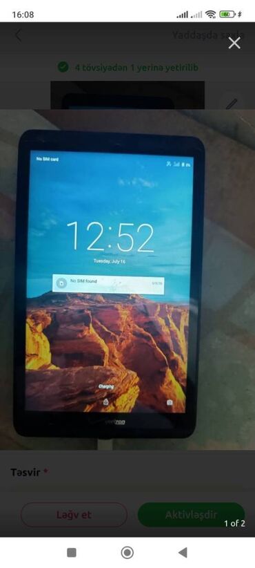 baku electronics plansetler: Planşet. Verizon. 16 GB Yaddaş. Ağır işləyir. Qeydiyyatsızdır