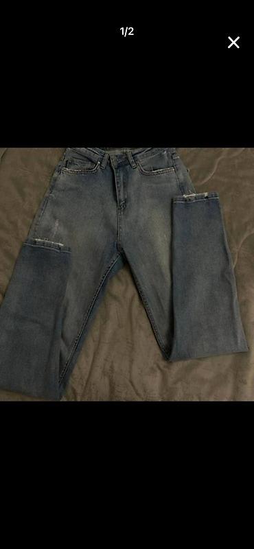 bas ortuyu: Klassik kəsimli mavi cins şalvar - Material: denim (pambıq əsaslı) - — 1
