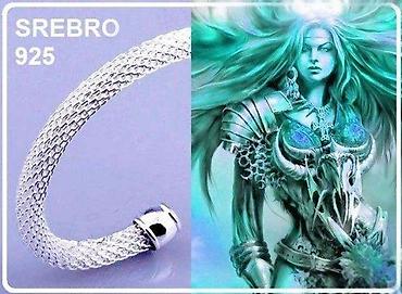 prstenje swarovski: Srebrna narukvica 925 – pletena mrežasta manžeta - Materijal: srebro — 4