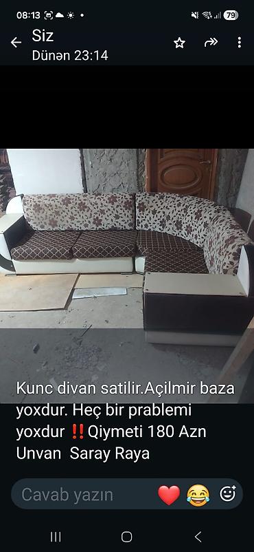 sumqayitda divan: Künc divan satılır. Açılmır, baza yoxdur. Heç bir problemi yoxdur — 1