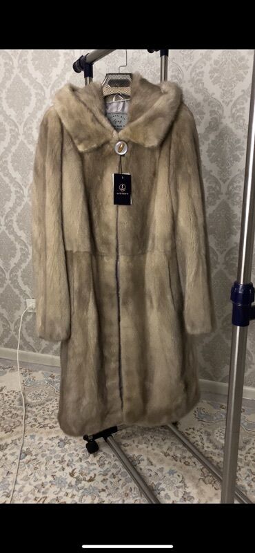 мутоновая шуба: Шуба, Норка, Длинная модель, С капюшоном, 4XL (EU 48)