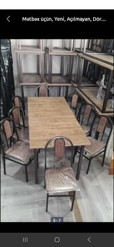 Masa və oturacaq dəstləri: Mətbəx üçün, Yeni, Açılmayan, Dördbucaq masa, 8 stul -da lalafo.az — 2 Masa və oturacaq dəstləri: Mətbəx üçün, Yeni, Açılmayan, Dördbucaq masa, 8 stul — 2