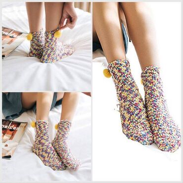 Браслеты: Женские пушистые носки, зимние теплые носки для кровати, толстые