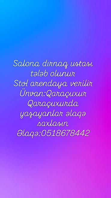 operator teleb olunur: Dırnaq ustası tələb olunur, Yerin icarəsi — 2