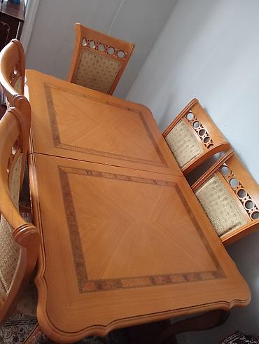 islənmis stolar: Qonaq otağı üçün, İşlənmiş, Açılan, Dördbucaq masa, 6 stul — 1