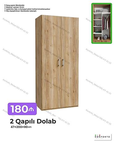 Mebel: 2 qapılı paltar dolabı Ölçü: 47×200×90 sm Material: 18 mm laminat — 1