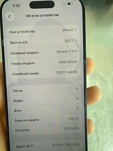 Apple iPhone: IPhone 17 Pro, Б/у, 256 ГБ, Blue Titanium, Коробка, 100 % — 9