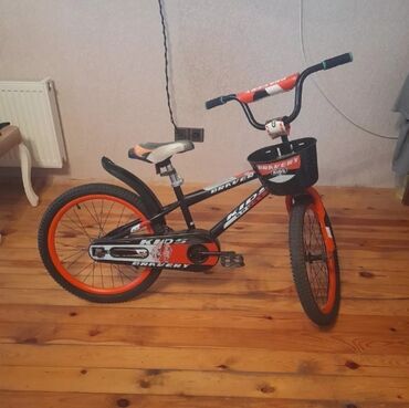 трехколесный велосипед с ручкой: Uşaq velosipedi – Bravery KIDS modeli - Rəng: qara-narıncı, rəngli