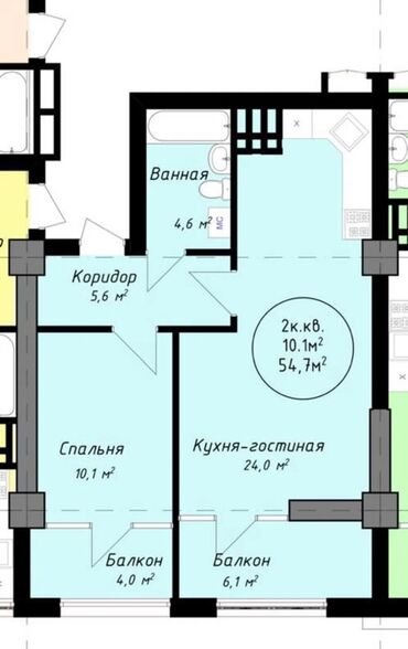 квартиры с выкупом: 2 комнаты, 55 м², Индивидуалка, 11 этаж, ПСО (под самоотделку)