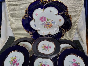 Kuhinjski setovi: Servis za torte,kolace 1945g+ Jlmenau pravi kobalt. Servis za — 5