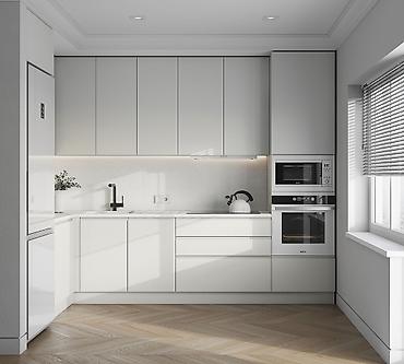 silver kitchen: Кухня от 9 000 сом/м² | 3D проект бесплатно Премиальная мебель от — 1