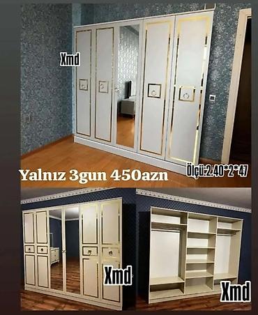 kitab skafi: Geniş güzgülü qarderob dolabı Ölçü: 2.40 m hündürlük × 2.00 m en × 47 — 4