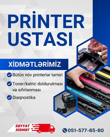 Tədbirlərin təşkili: 🛠️ PRINTERİN TƏMİRİ ✅ Toner/Katriç DOLDURULMASI və SIFIRLANMASI ✅