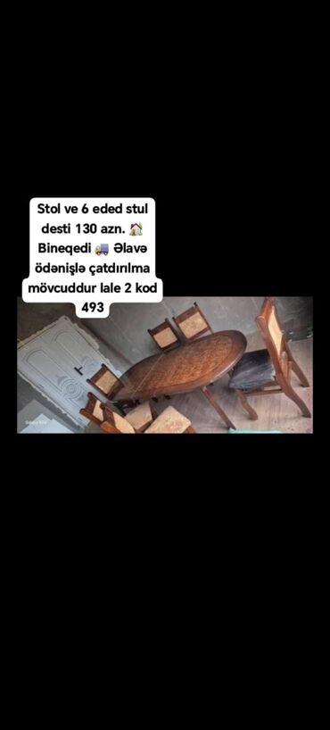 Другие товары для дома: Stol ve 6 eded stul desti 130 azn. 🏡 Bineqedi 🚚 Əlavə ödənişlə