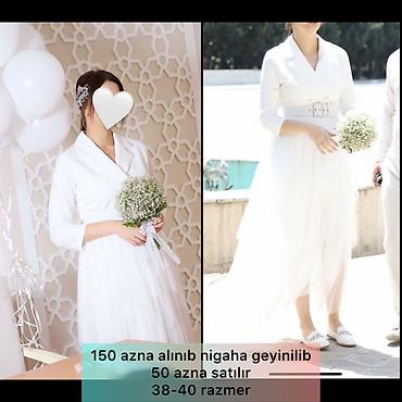 arı mumu qiyməti: Ağ rəngli nikah/libas donu. Üst hissə yaxalıqlı, köynək stili ilə — 1