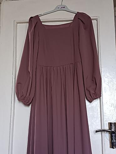 gundəlik don: Mauve rəngli uzun don - Model: kvadrat yaxalı, beldən yığılıp — 2