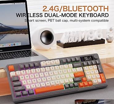 komputer dell: 2.4G/Bluetooth üç rejimli simsiz mexaniki klaviatura - İkili/simsiz + — 2