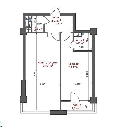 квартиры в клубных домах: 1 комната, 60 м², Элитка, 2 этаж, ПСО (под самоотделку) — 1