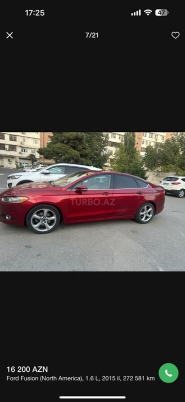 Ford Fusion: 1.5 л | 2015 г. 169374 км Седан
