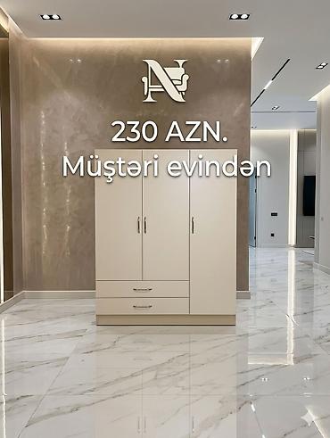 lazer acar: Mebel: Açarı olan ağ rəngli üç qapılı şkaf - Minimalist dizayn, hamar — 1
