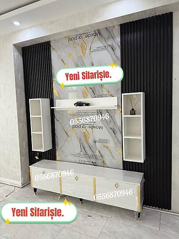 divar ref: Yeni, Düz TV altlığı, Polkalı, Laminat — 2