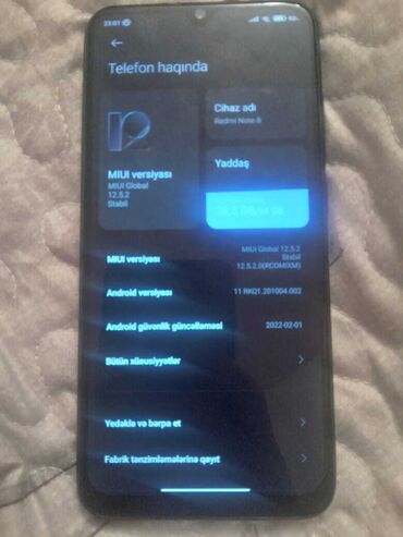 Xiaomi: Xiaomi Redmi Note 8, 64 GB, rəng - Qara, 
 Barmaq izi, İki sim kartlı