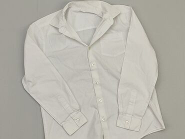biała bluzka na długi rękaw: Koszula 11 lat, stan - Dobry, wzór - Jednolity kolor, kolor - Biały