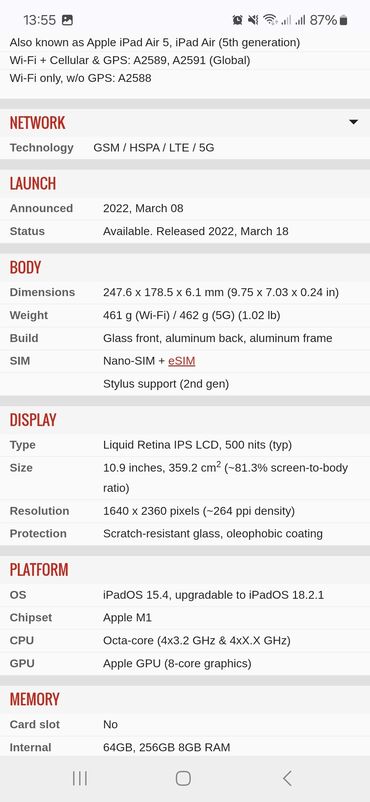 Apple iPad: İşlənmiş Apple iPad Air 5 (2022), 10,9", 64 GB, Rayonlara çatdırılma — 13