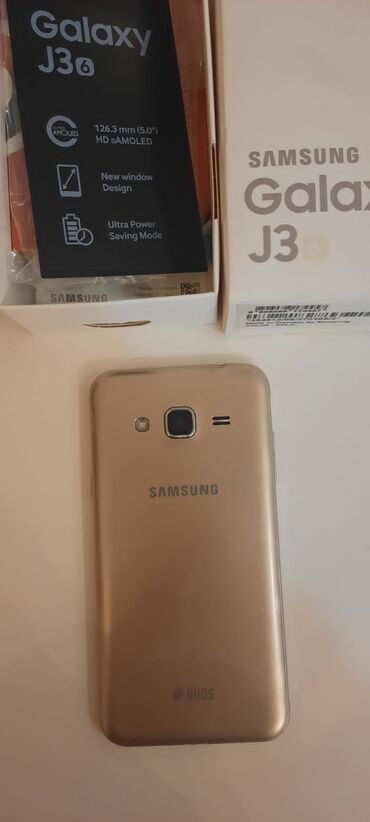 Samsung Galaxy J3 2016, 8 GB, rəng - Qızılı, Sensor, İki sim kartlı, Sənədlərlə