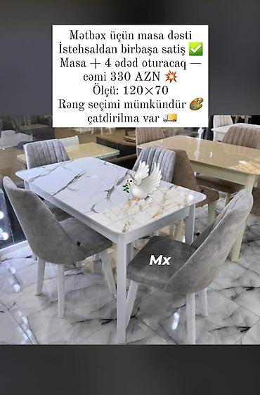 Mətbəx üçün, Yeni, Açılmayan, Dördbucaq masa, 4 stul lalafo.az -da Mətbəx üçün, Yeni, Açılmayan, Dördbucaq masa, 4 stul