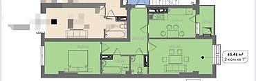 66: 2 комнаты, 66 м², Технопарк Элитка, 9 этаж, ПСО (под самоотделку) — 3