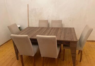 klassik stol stul destleri: Для гостиной, Б/у, Раскладной, Прямоугольный стол, 6 стульев