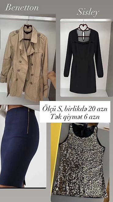brend paltolar: Qadın geyim dəsti – Ölçü S Brendlər: - Benetton: bej rəngli ikiqat — 1
