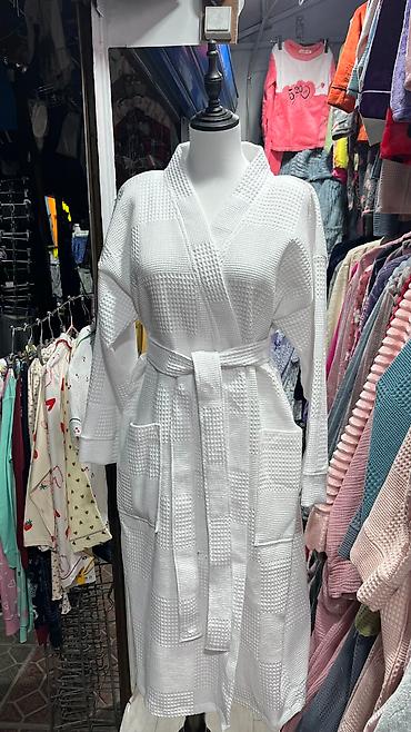 Халаты: Мужской женский вафельный халат 100% хлопок Мягкая и впитывающая ткань — 2