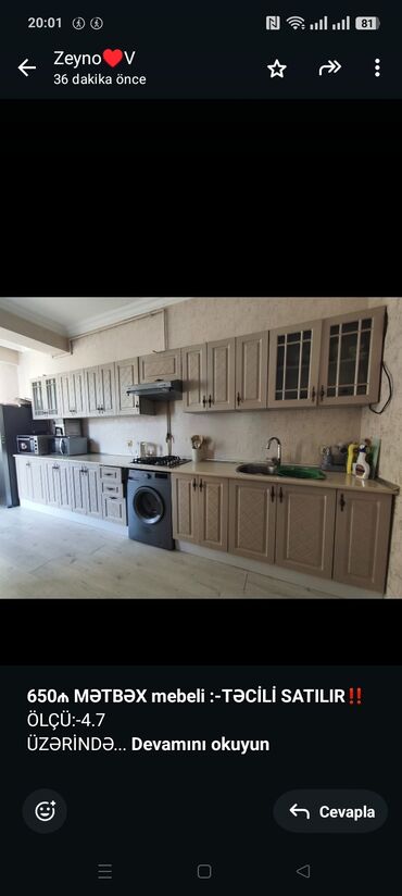 Кухонные гарнитуры: *650₼ MƏTBƏX mebeli :-TƏCİLİ SATILIR*‼️ ÖLÇÜ:-4.7 ÜZƏRİNDƏ