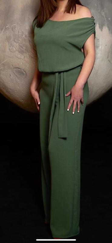 Qadın üçün zeytun-yaşıl rəngli kombinezon zara - Model: off-shoulder