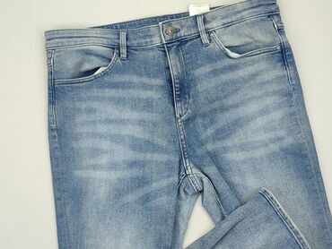 spodnie jeans w kwiaty: H&M, XL, stan - Dobry