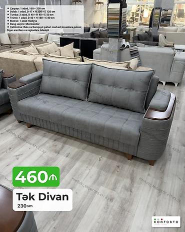 Диваны: Tək divan – 230 sm - Rəng seçimi: mümkündür - Komplektasiya: 1 ədəd — 1