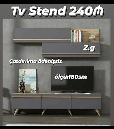 ev mebeli: TV stend dəsti – müasir dizayn - Üst modul: divardan asılan iki — 1