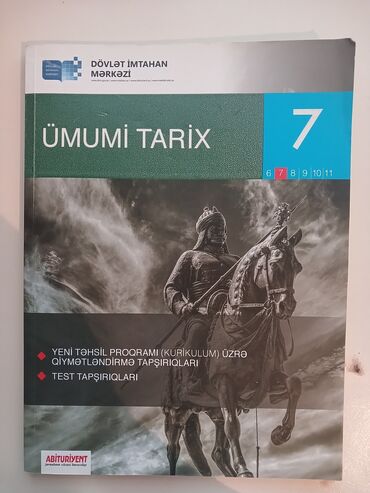 Kitablar, jurnallar, CD, DVD: Ümumi Tarix / 7 sinif Dim Testləri. 
İçi təmiz və səliqəli şəkildədir