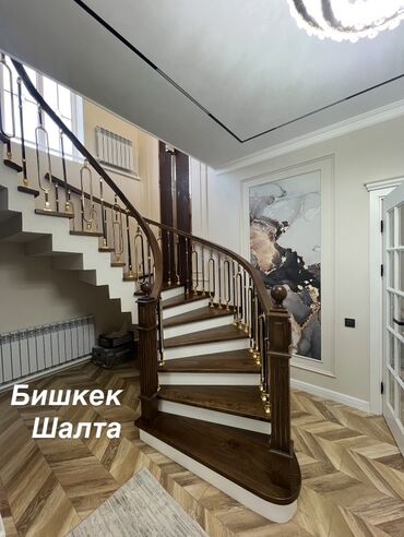 пленочный теплый пол: Деревянная лестница Для дома, Форма лестницы: Много-маршевая, Стиль: Классический