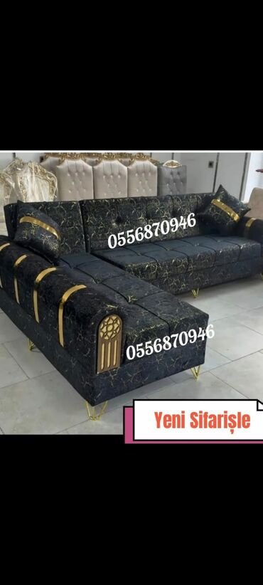 Sifarişlə divan dəstləri: Künc divan dəsti – “Yeni sifarişlə” - Model: künc (L formalı), açılan — 16