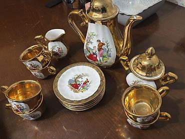 cay stəkanı: Çay dəsti, rəng - Qızılı, Farfor, 6 nəfərlik — 1