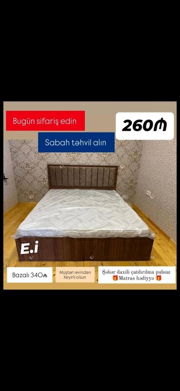 yataq mebeli yeni: Yeni, İkinəfərlik çarpayı, Bazasız, Matras ilə, Azərbaycan