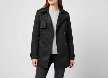 beżowy trencz i sukienka: Women`s trench, size S